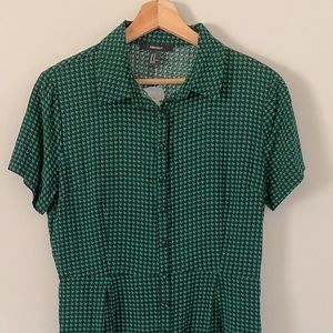 Rue 21 Green and Black Houndstooth Romper M